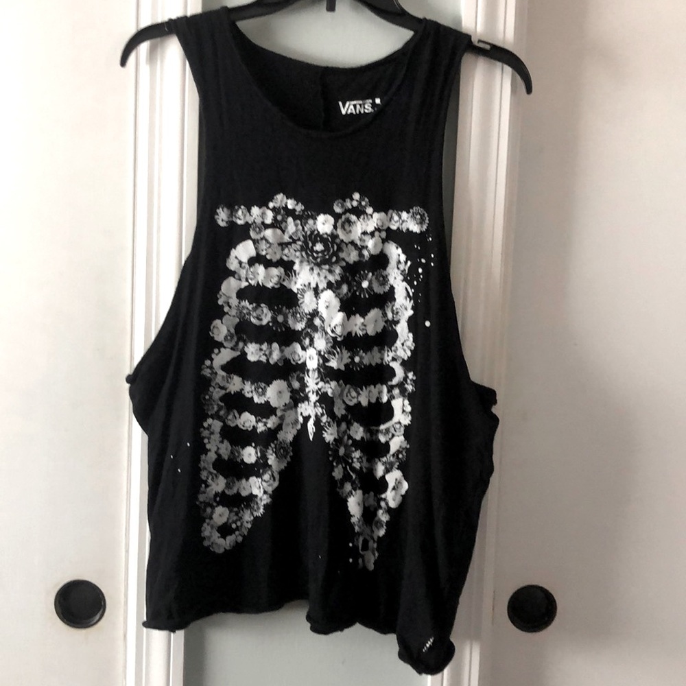 Vans flower skeleton tank size small